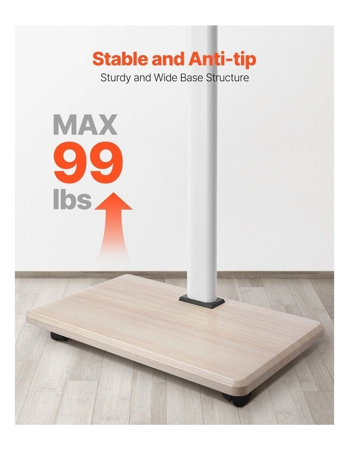 Rolling TV Stand 32 to 70 Inch Mobile TV Cart Adjustable Height Mount image 5