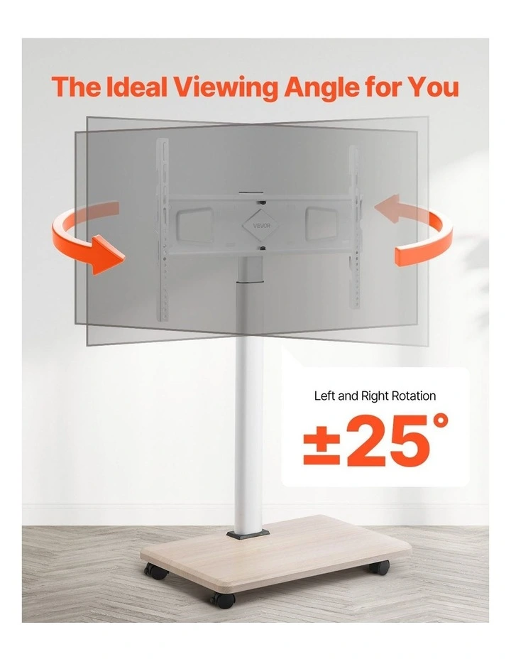 Rolling TV Stand 32 to 70 Inch Mobile TV Cart Adjustable Height Mount image 6