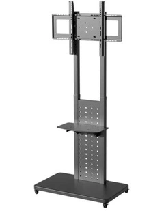 Black Rolling Floor TV Stand for 3265 Inch Screens with Adjustable Shelf & Wheels