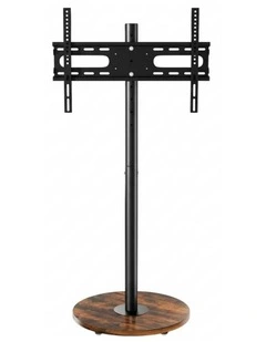 Black Walnut Tv Stand Floor Mount With Wheels Adjustable Height Display Unit