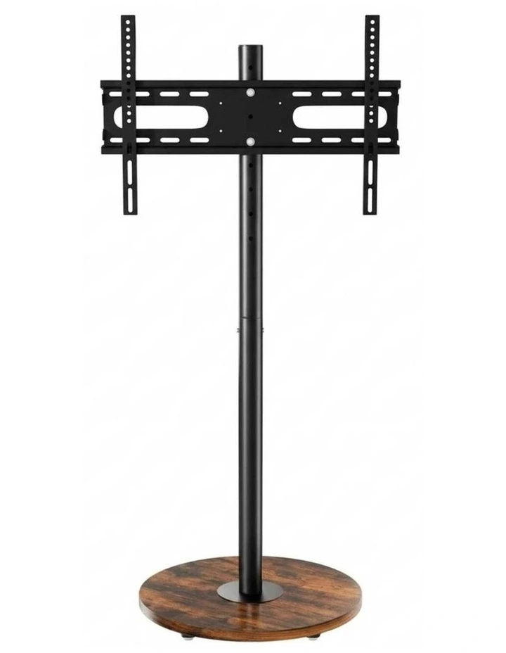 Black Walnut Tv Stand Floor Mount With Wheels Adjustable Height Display Unit image 1