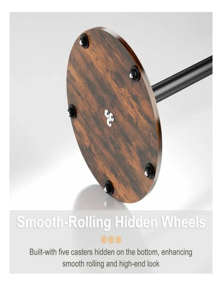 Black Walnut Tv Stand Floor Mount With Wheels Adjustable Height Display Unit image 2