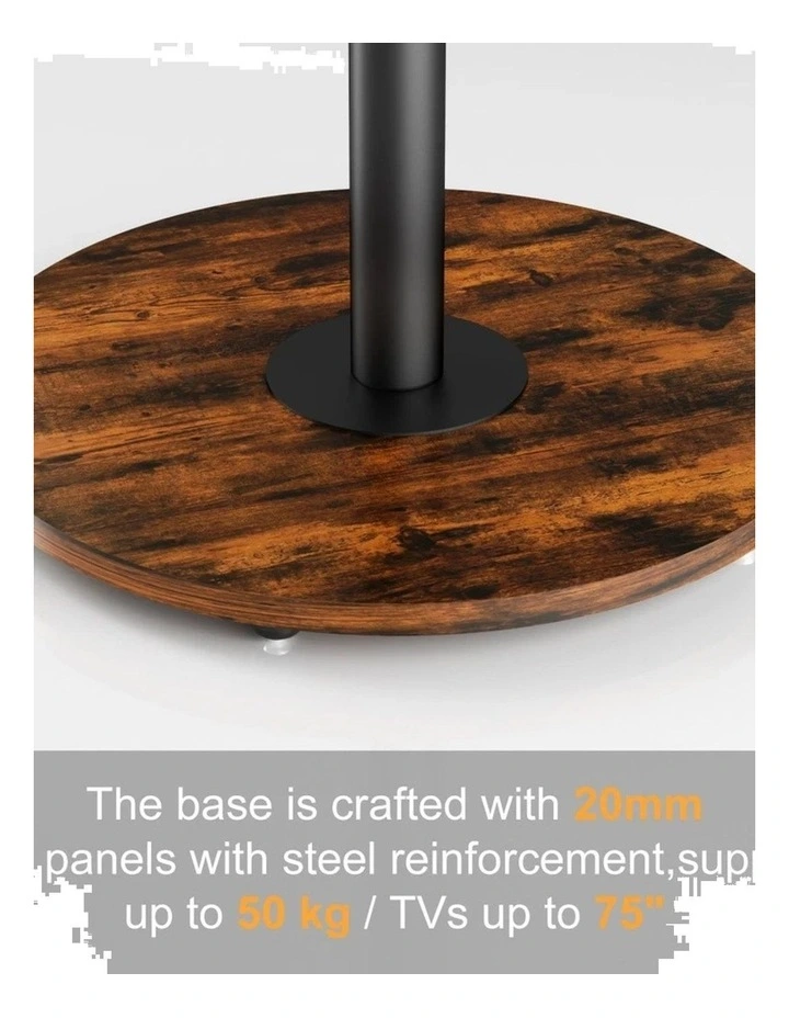 Black Walnut Tv Stand Floor Mount With Wheels Adjustable Height Display Unit image 7