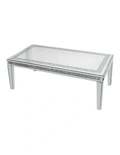 Silver Mirrored Diamond Inlay Coffee Table, Rectangular