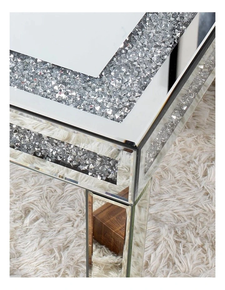 Silver Mirrored Diamond Inlay Coffee Table, Rectangular image 7