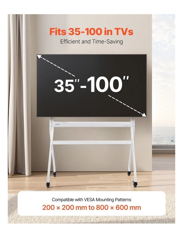 Heavy Duty Rolling TV Stand 35 to 100 Inch Mobile TV Cart Adjustable Mount image 3