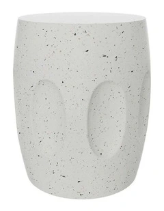 Off-White Lightweight Concrete Side Table for Indoor and Outdoor Modern Spaces