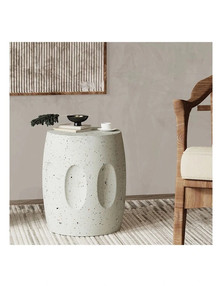 Off-White Lightweight Concrete Side Table for Indoor and Outdoor Modern Spaces image 3