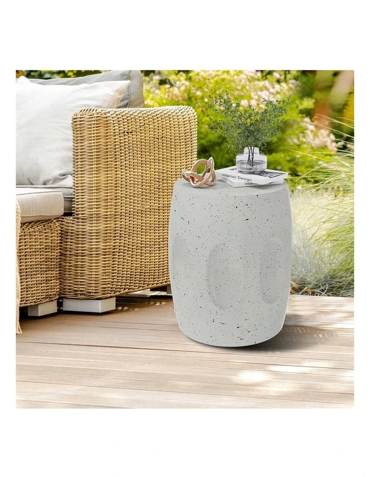 Off-White Lightweight Concrete Side Table for Indoor and Outdoor Modern Spaces image 4