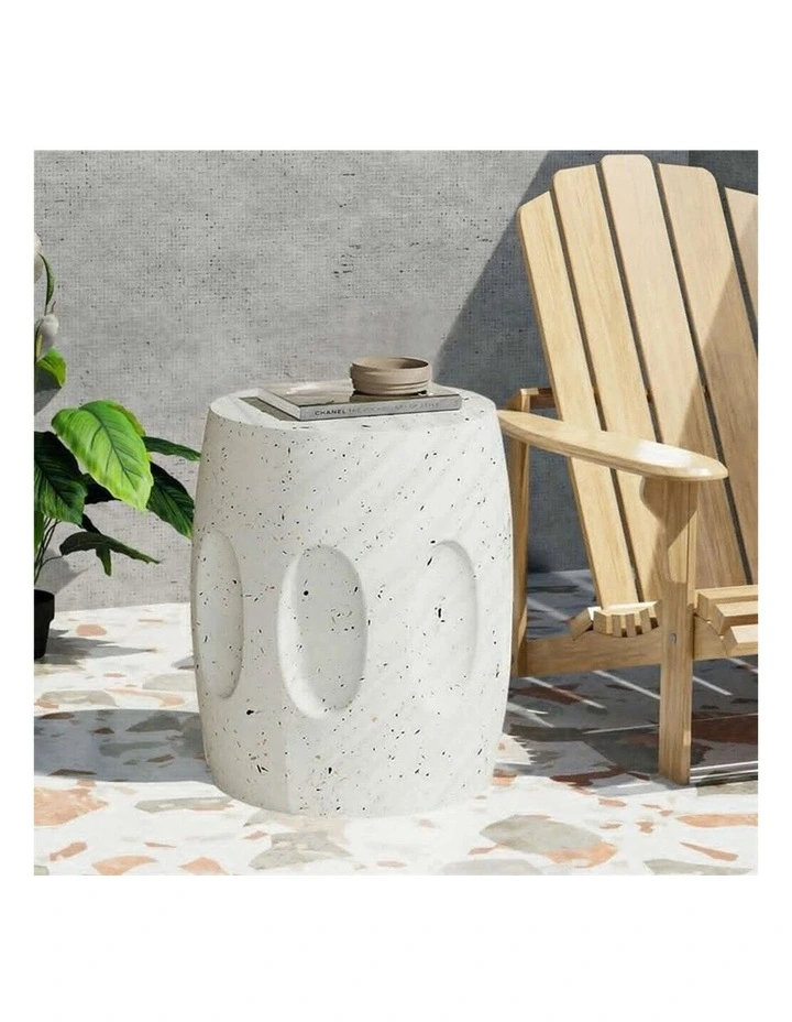 Off-White Lightweight Concrete Side Table for Indoor and Outdoor Modern Spaces image 5