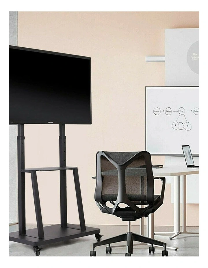 Heavy Duty Rolling TV Stand with Adjustable Height, Shelves and Lockable Wheels for 32-80 image 7