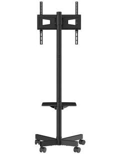Black Rolling TV Stand 23-60 Inch Adjustable Mobile TV Cart Mount