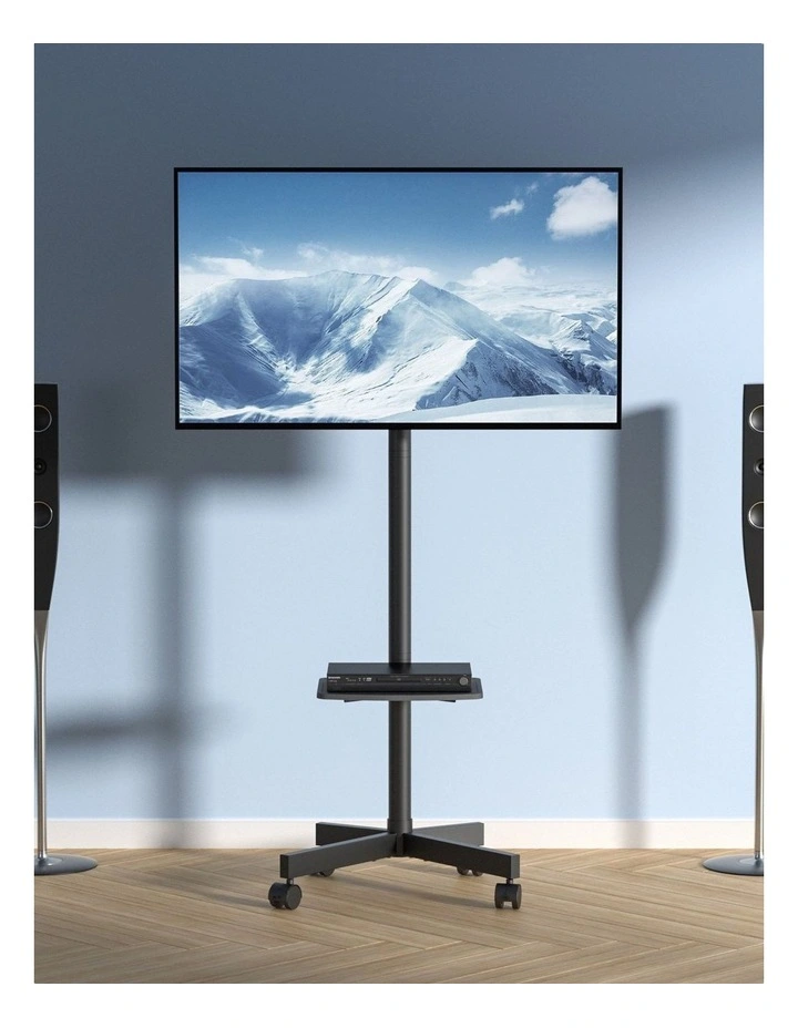 Black Rolling TV Stand 23-60 Inch Adjustable Mobile TV Cart Mount image 7