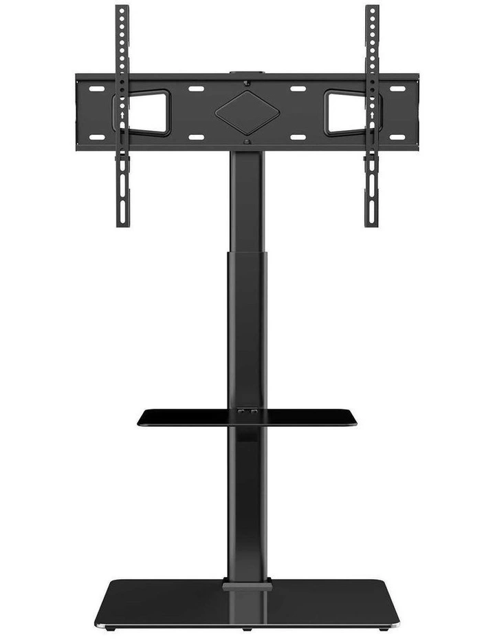 Black Swivel TV Stand 32-65 Inch Adjustable Height Glass Base Mount image 2