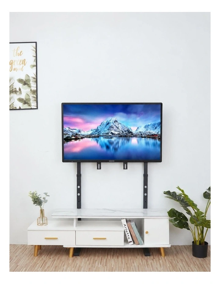 Black 32100 Flat Screen Floor Stand with Space-Saving Contemporary Base image 2