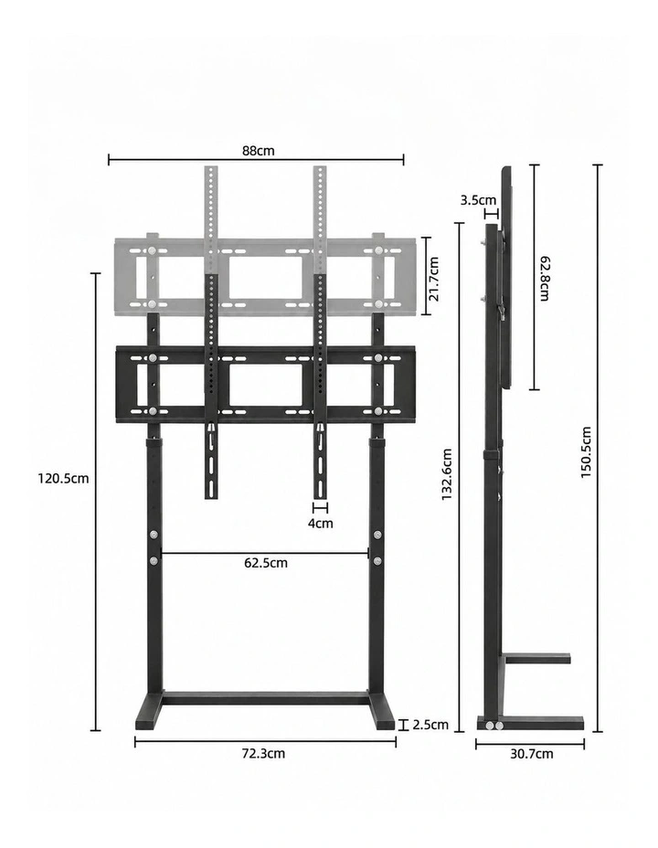 Black 32100 Flat Screen Floor Stand with Space-Saving Contemporary Base image 5