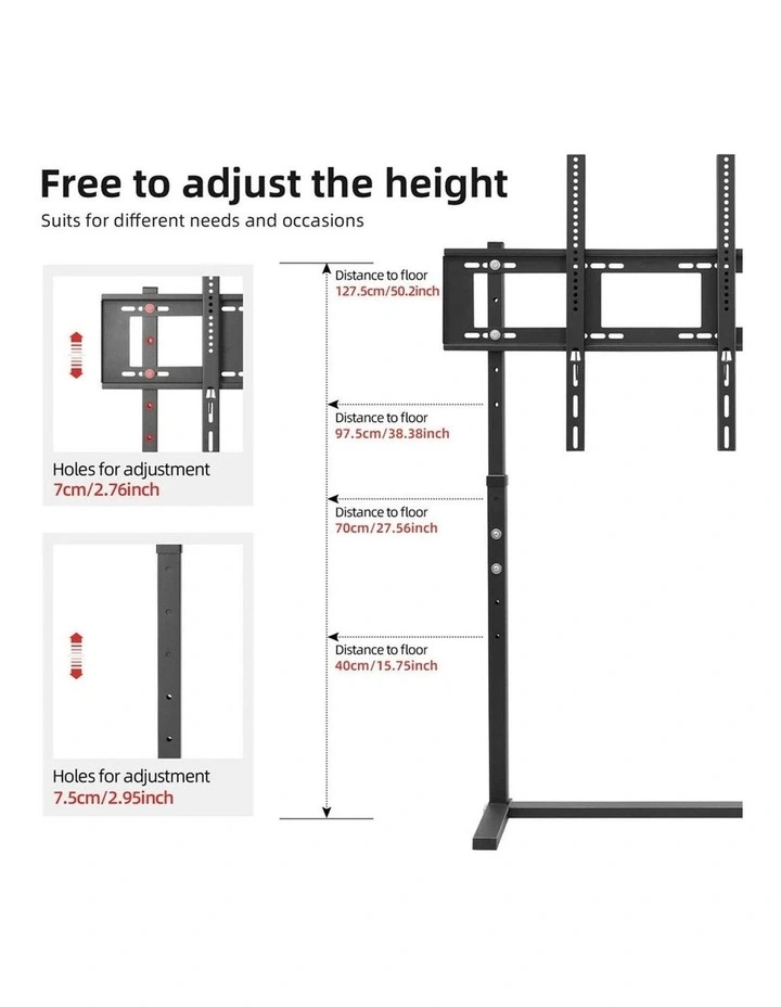 Black 32100 Flat Screen Floor Stand with Space-Saving Contemporary Base image 6