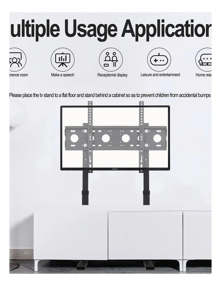 Black 32100 Flat Screen Floor Stand with Space-Saving Contemporary Base image 7