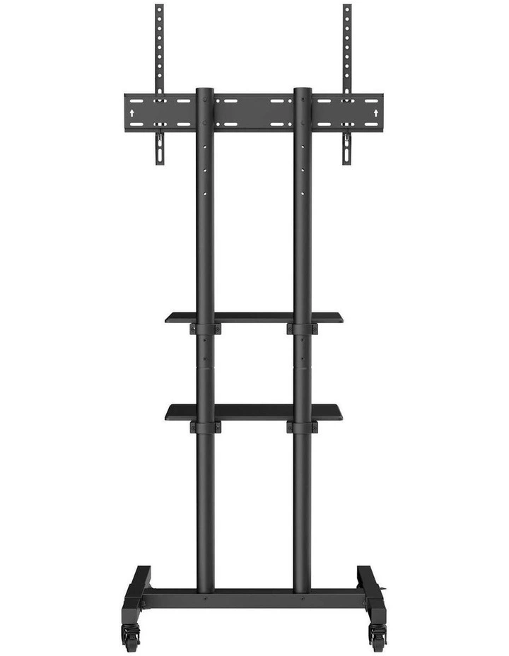 Black Rolling TV Stand 32-70 Inch Mobile Cart Dual Shelf Mount image 1