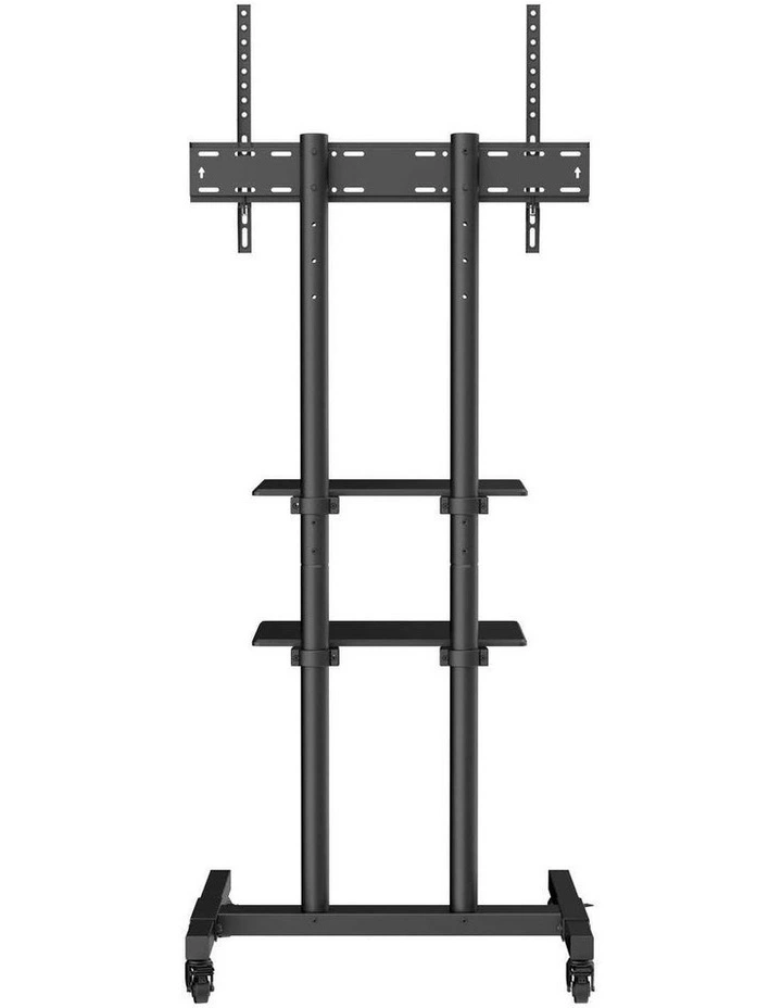 Black Rolling TV Stand 32-70 Inch Mobile Cart Dual Shelf Mount image 2