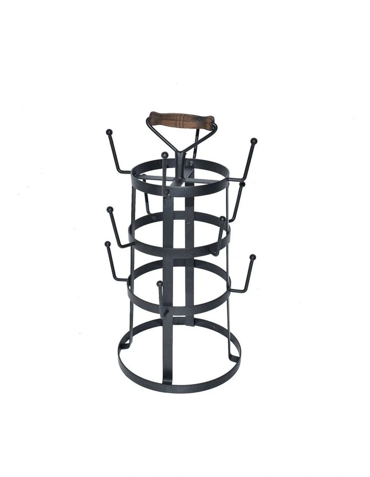 Black Metal Cup Holder Stand Kitchen Mug Rack Organizer Countertop image 1