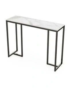 Black Metal Console Table with White Sintered Stone Top