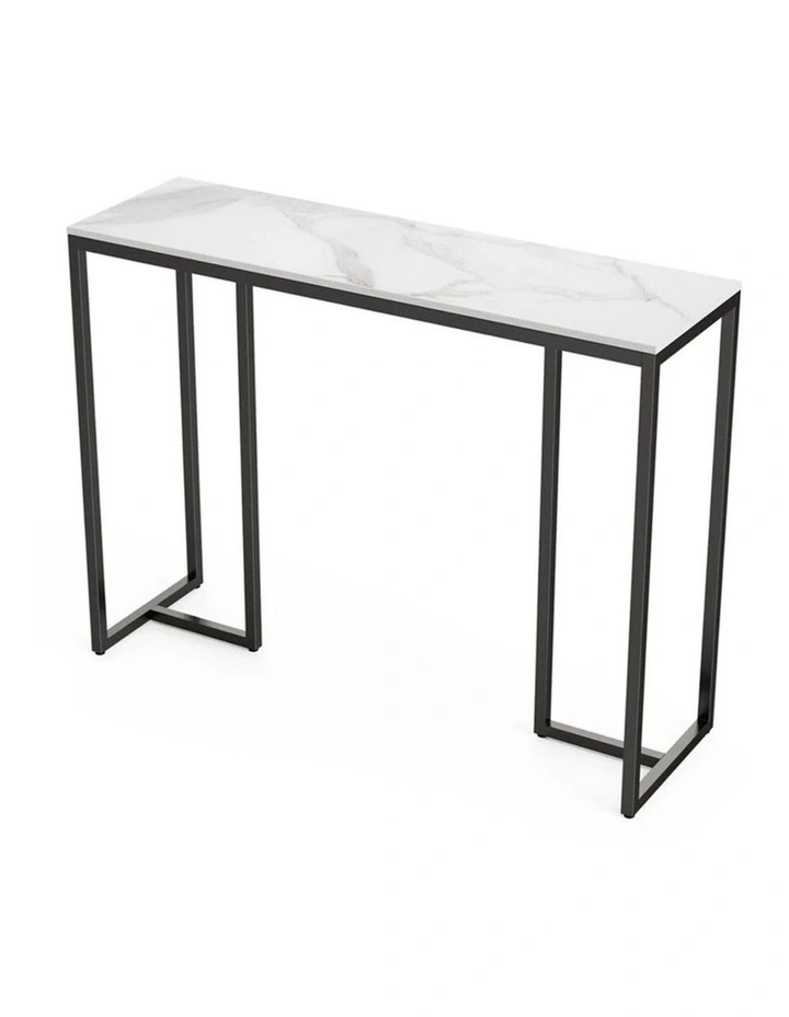 Black Metal Console Table with White Sintered Stone Top image 1