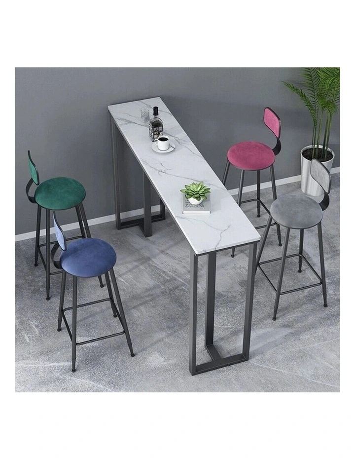 Black Metal Console Table with White Sintered Stone Top image 4