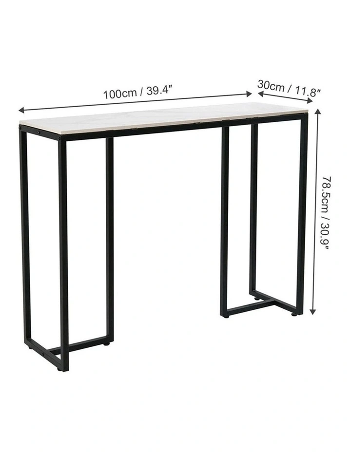 Black Metal Console Table with White Sintered Stone Top image 6