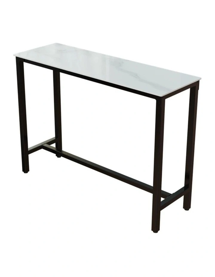 Glossy White Rectangular Bar Table With Footrests For Comfortable Modern Dining image 1