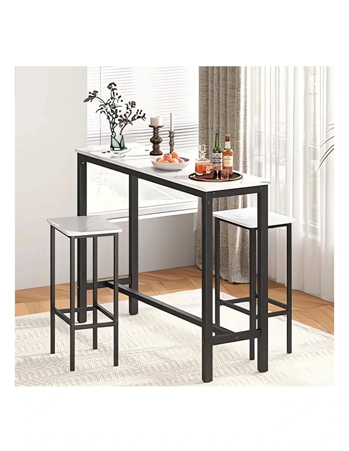 Glossy White Rectangular Bar Table With Footrests For Comfortable Modern Dining image 2