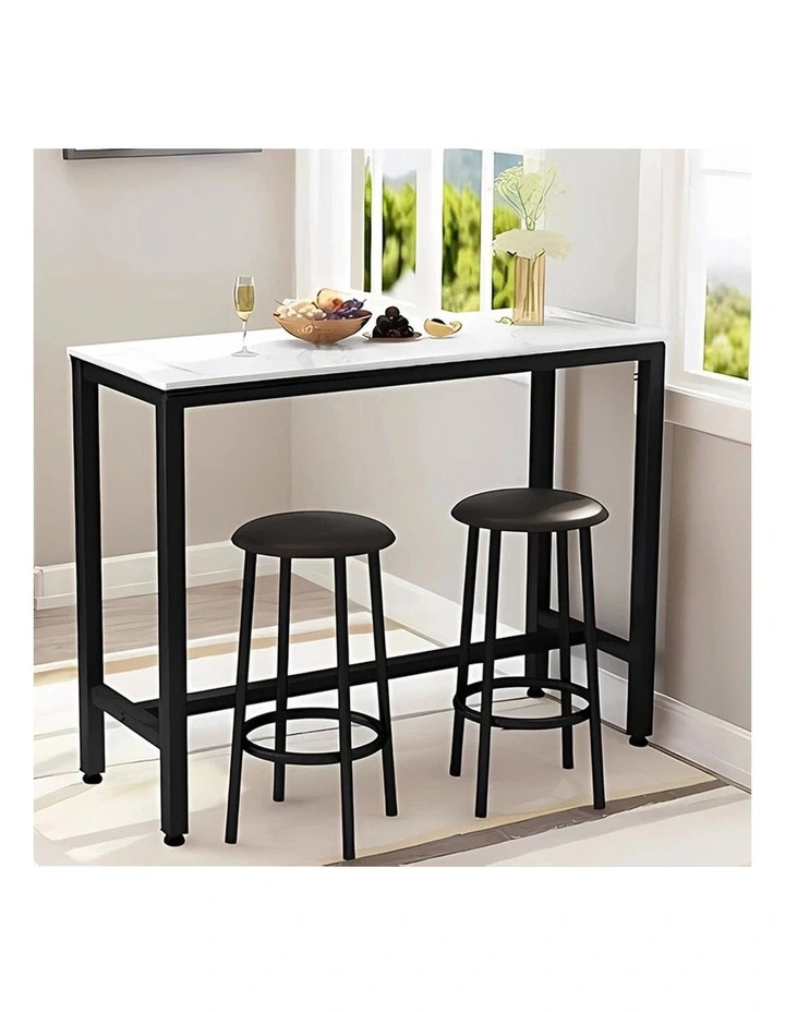 Glossy White Rectangular Bar Table With Footrests For Comfortable Modern Dining image 4