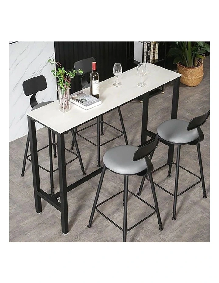 Glossy White Rectangular Bar Table With Footrests For Comfortable Modern Dining image 5