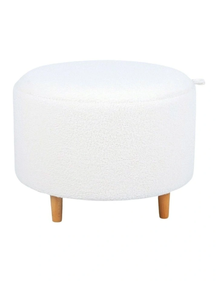 Cozy White Sherpa Fur Storage Table with Removable Tray 56x56x42.5cm image 3