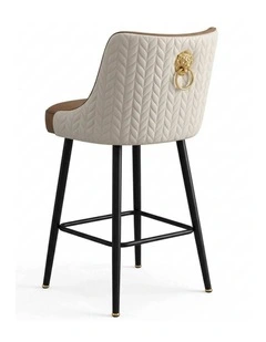 Light Khaki Swivel Bar Stools Set Upholstered Leather Modern Kitchen Set