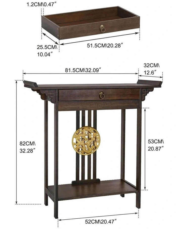 Brown Bamboo Console Table with Drawer and Shelf image 7