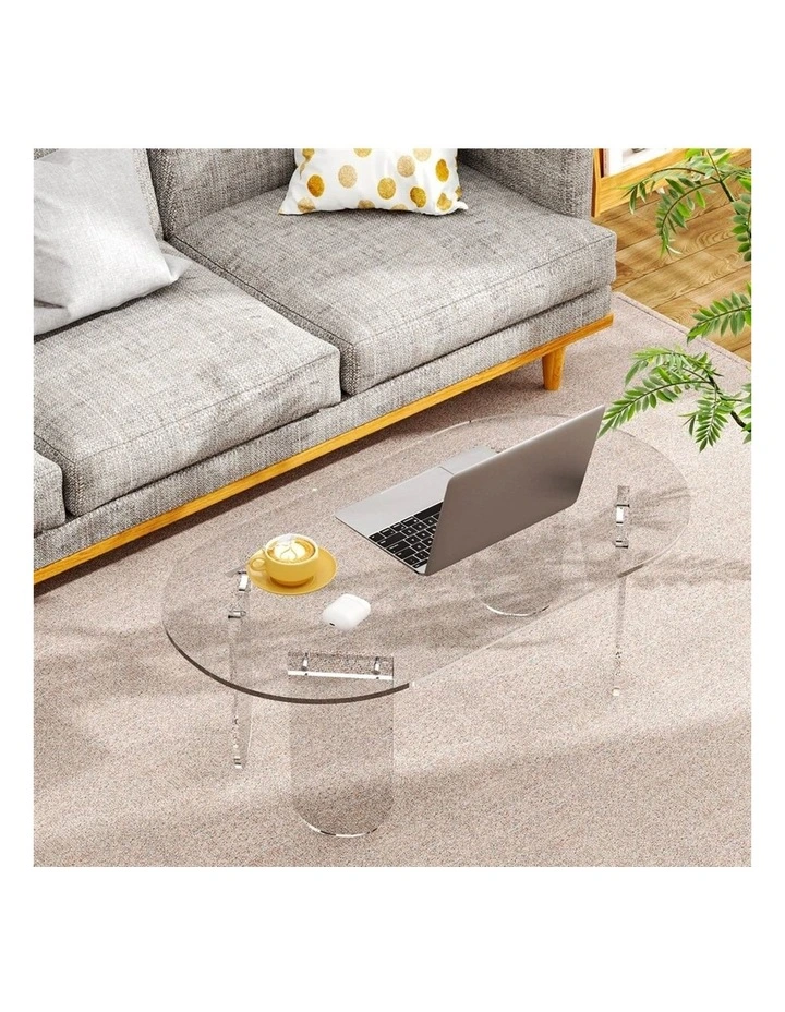Transparent Oval Acrylic Coffee Table With Clear Design For Modern Open Living Spaces image 3