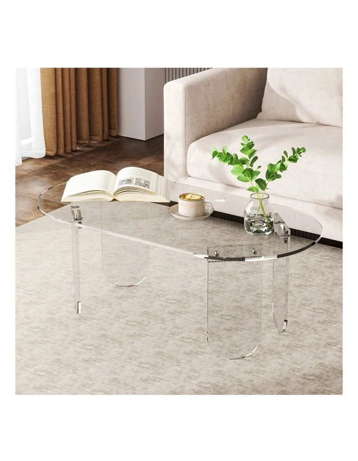 Transparent Oval Acrylic Coffee Table With Clear Design For Modern Open Living Spaces image 4