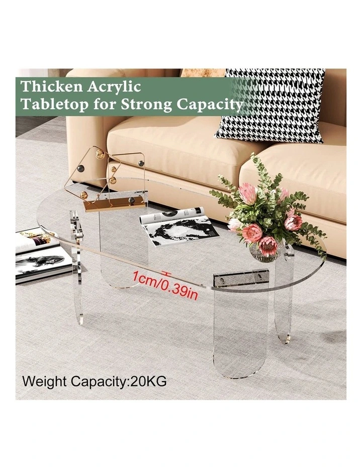 Transparent Oval Acrylic Coffee Table With Clear Design For Modern Open Living Spaces image 5