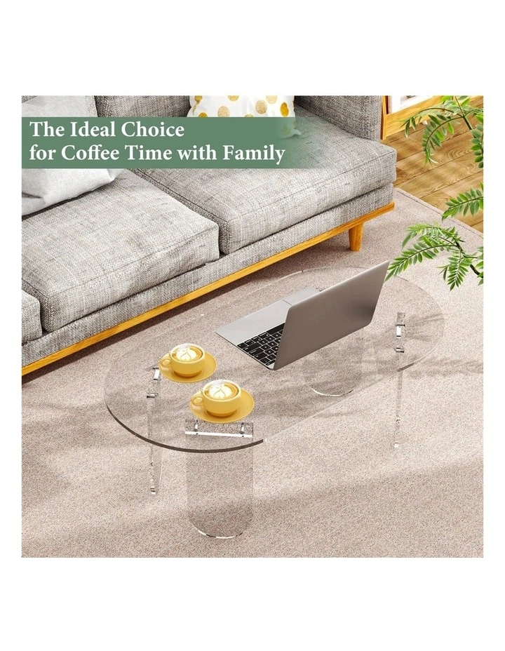 Transparent Oval Acrylic Coffee Table With Clear Design For Modern Open Living Spaces image 6