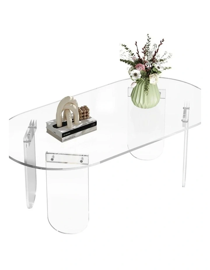 Transparent Oval Acrylic Coffee Table With Clear Design For Modern Open Living Spaces image 7