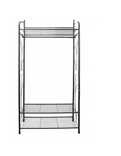 Black Metal Clothes Rack Garment Rack with Top and Bottom Shelves
