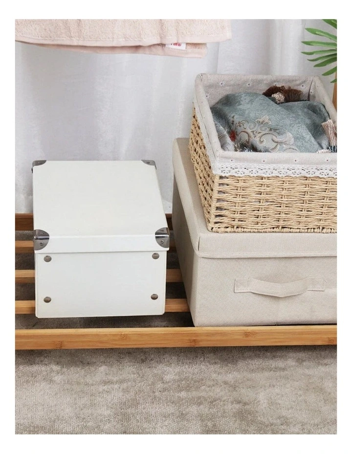 Wooden Double Rod Bamboo Clothes Rack With Bottom Shelf And Wheels image 7