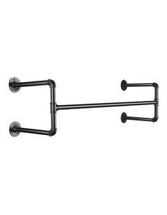 Black Industrial Pipe Wall-Mounted Clothes Rack
