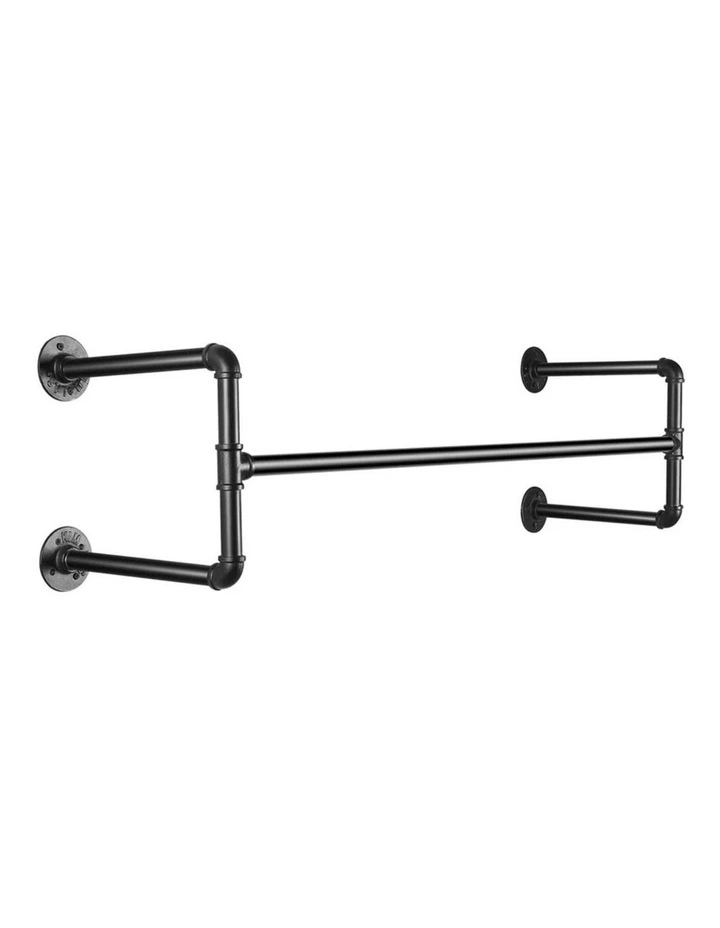 Black Industrial Pipe Wall-Mounted Clothes Rack image 1
