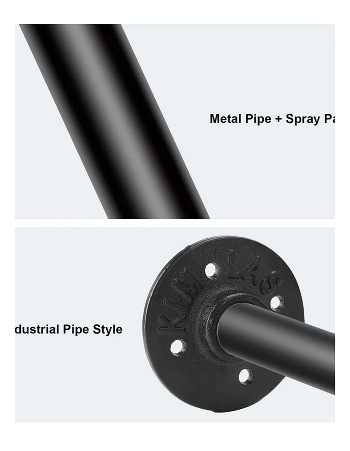 Black Industrial Pipe Wall-Mounted Clothes Rack image 7