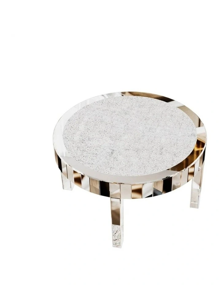 Silver Mirrored Coffee Table with Crushed Diamond Inlay for Living Rooms image 1