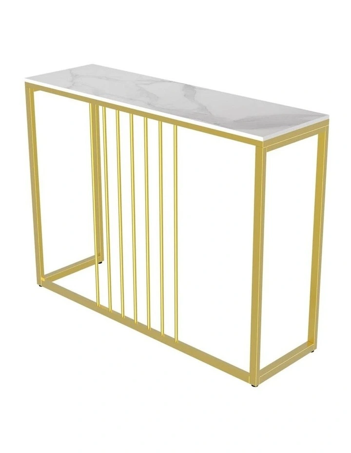White Gold Console Table Sintered Stone Top Hallway Entryway Table image 1