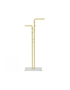 Gold Modern Double Arm Clothing Display Rack With Marble Base
