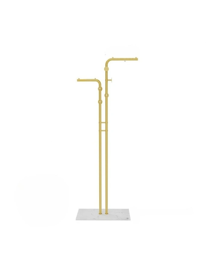 Gold Modern Double Arm Clothing Display Rack With Marble Base image 1